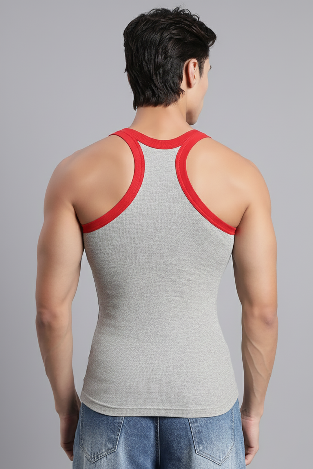Style Vest RIB - Grey Cotton Vest for Men | Uathayam