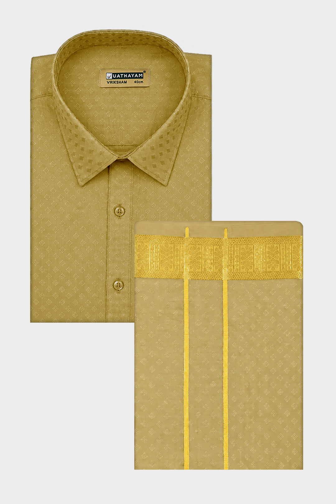 Emboss Dark Jari Gold Dhoti Set