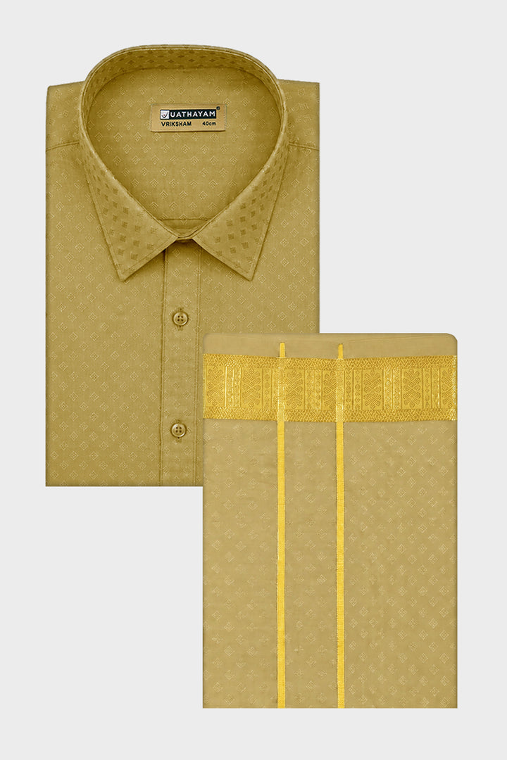 Emboss Dark Jari Gold Dhoti Set