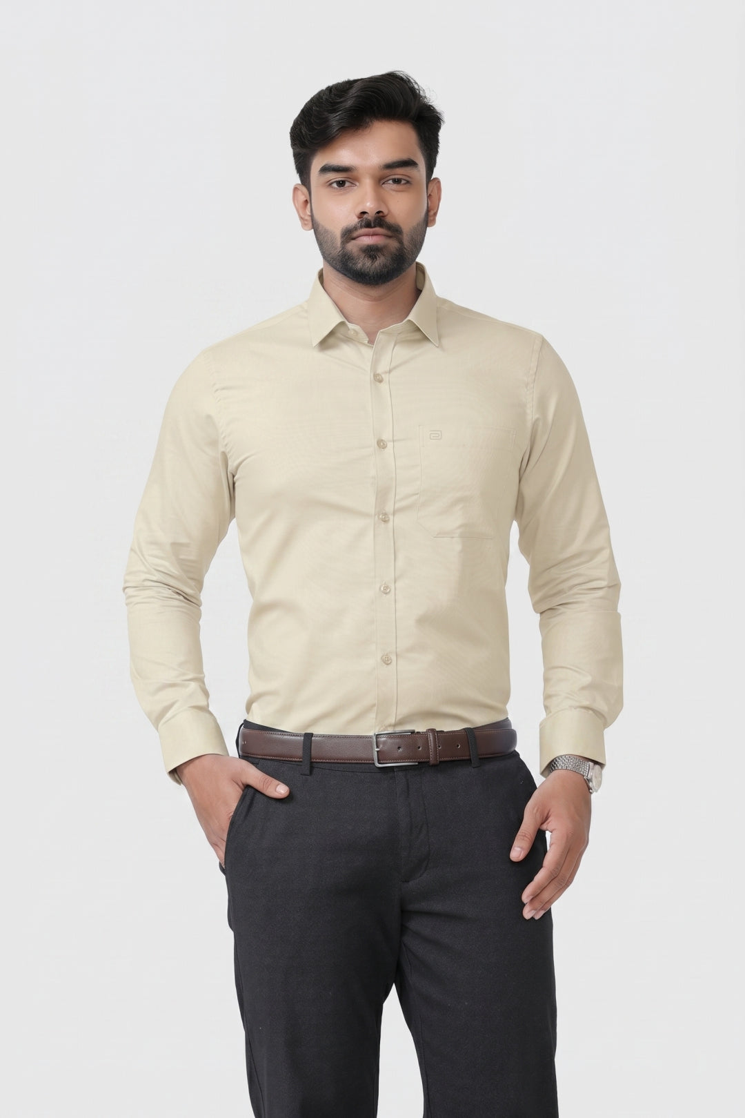 Luxor -Sandstone Cream Formal Shirts for Men | Ariser