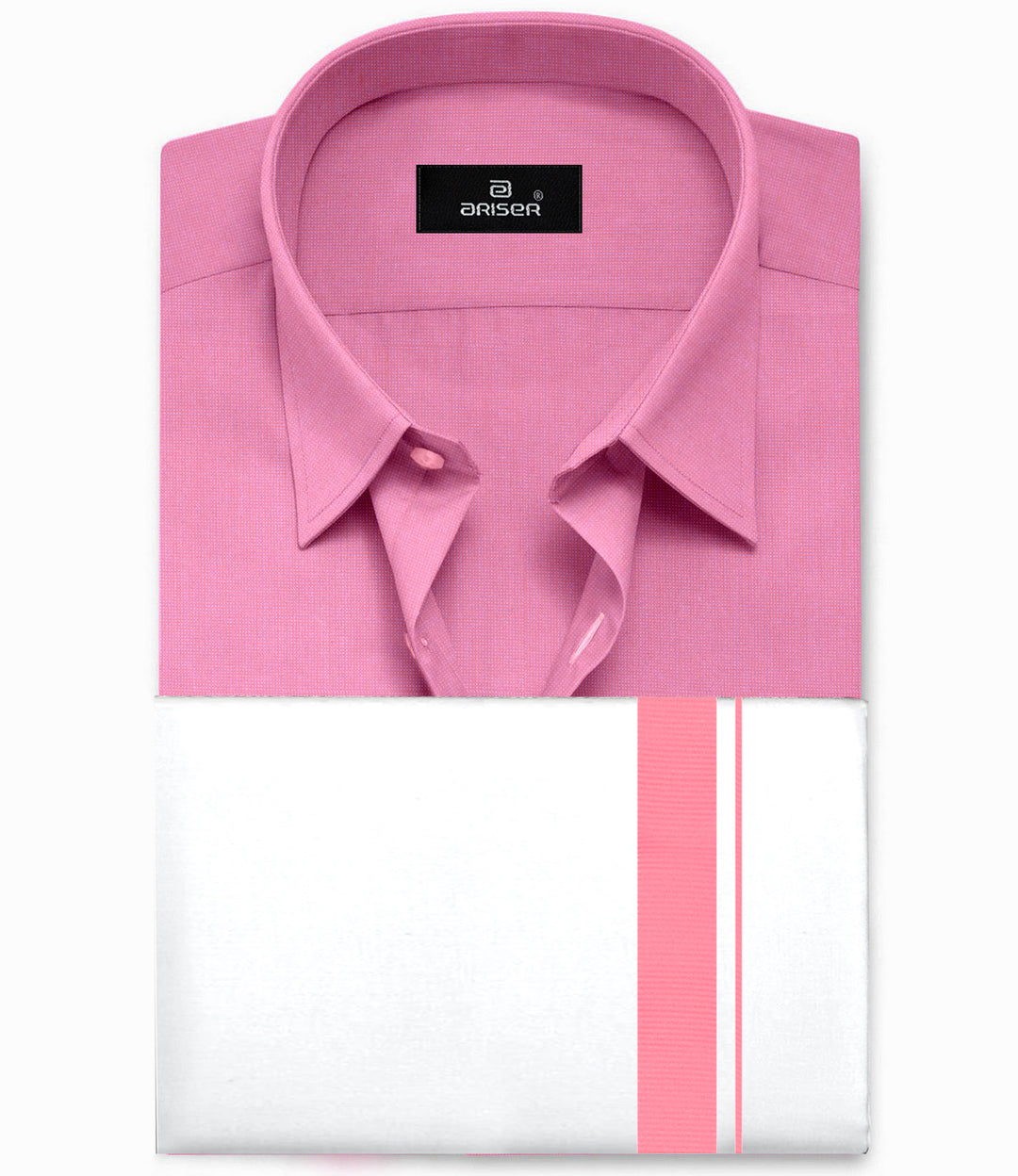 UATHAYAM Soft Pink Color Solid Cotton Shirt and Matching Fancy