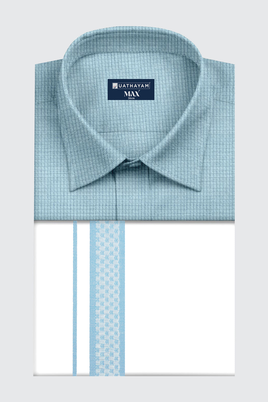 Men’s traditional light blue shirt dhoti set