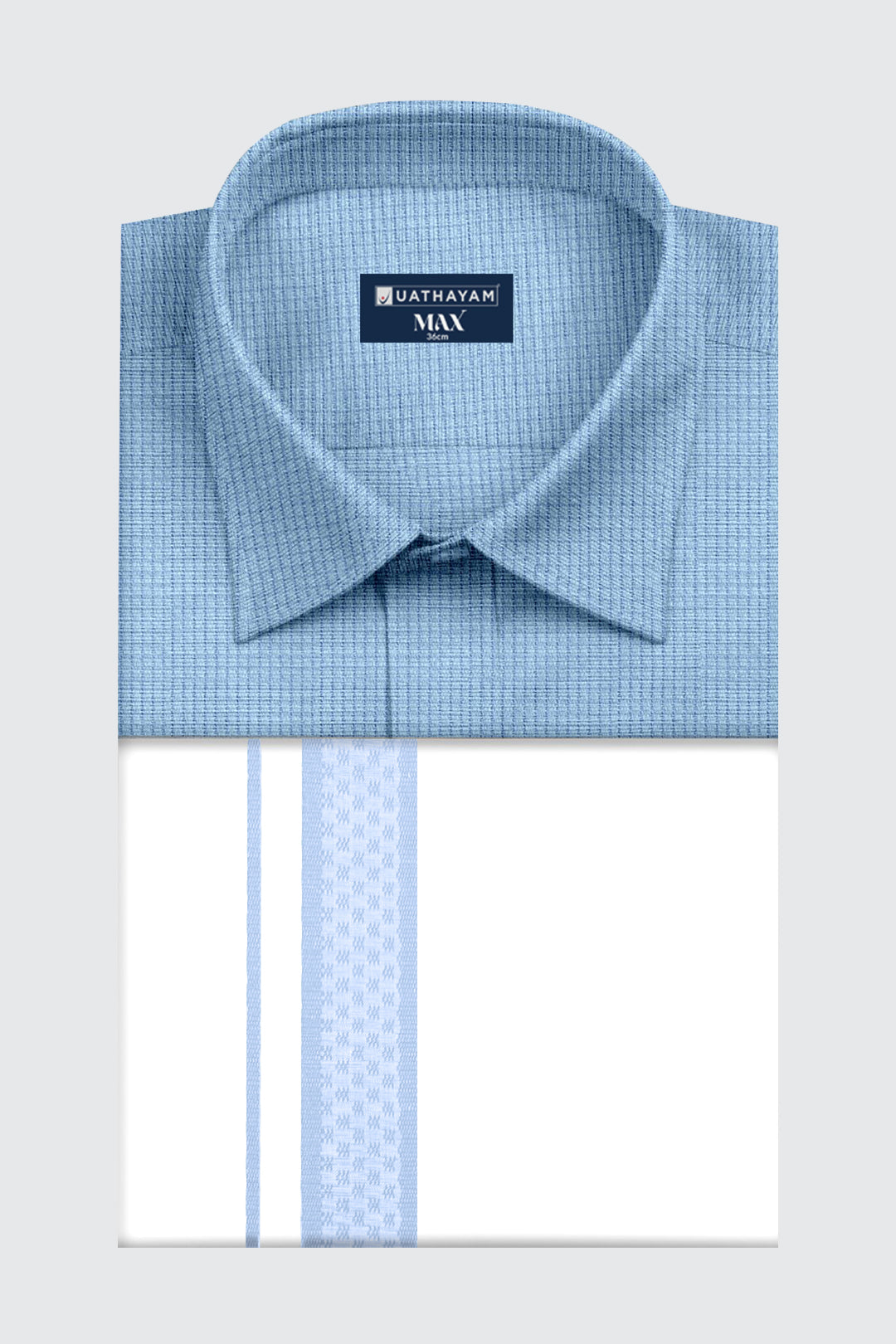 sky blue formal shirt for men, cotton rich textured shirt