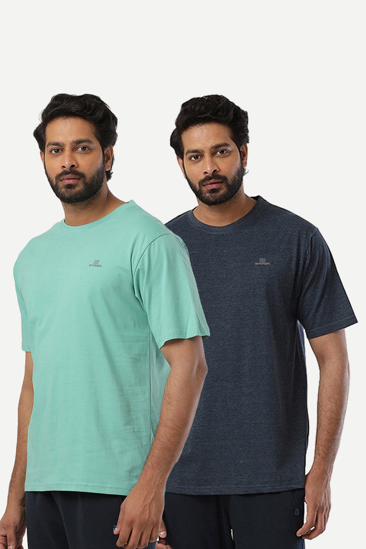 Ariser Cotton Rich Blend Round Neck Solid T-Shirt Combo - 208 (Pack Of 2)