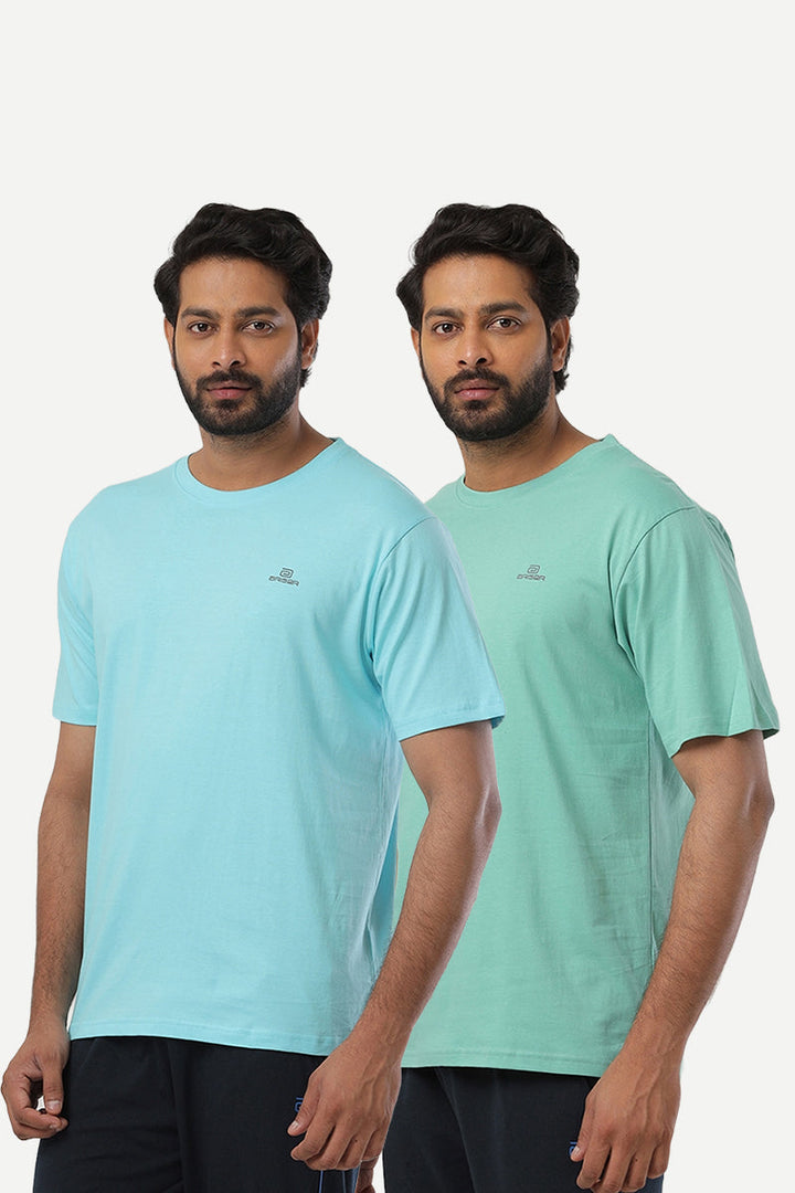 Round Neck - Pastel Green and Light Green Solid T-Shirt Pack Of 2 Combo For Men | Ariser