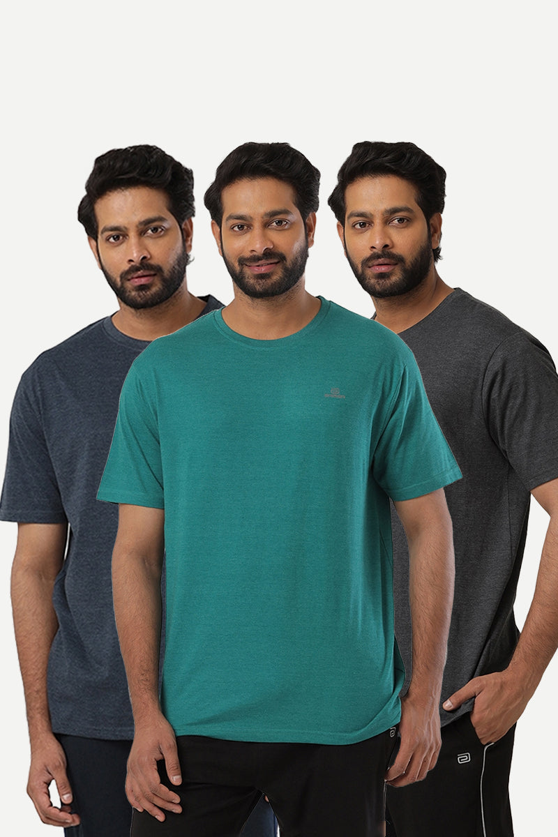 Round Neck -  Solid T-Shirt Pack Of 3 Combo For Men | Ariser