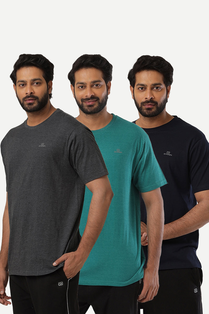 Round Neck - Solid T-Shirt Pack Of 3 Combo For Men | Ariser