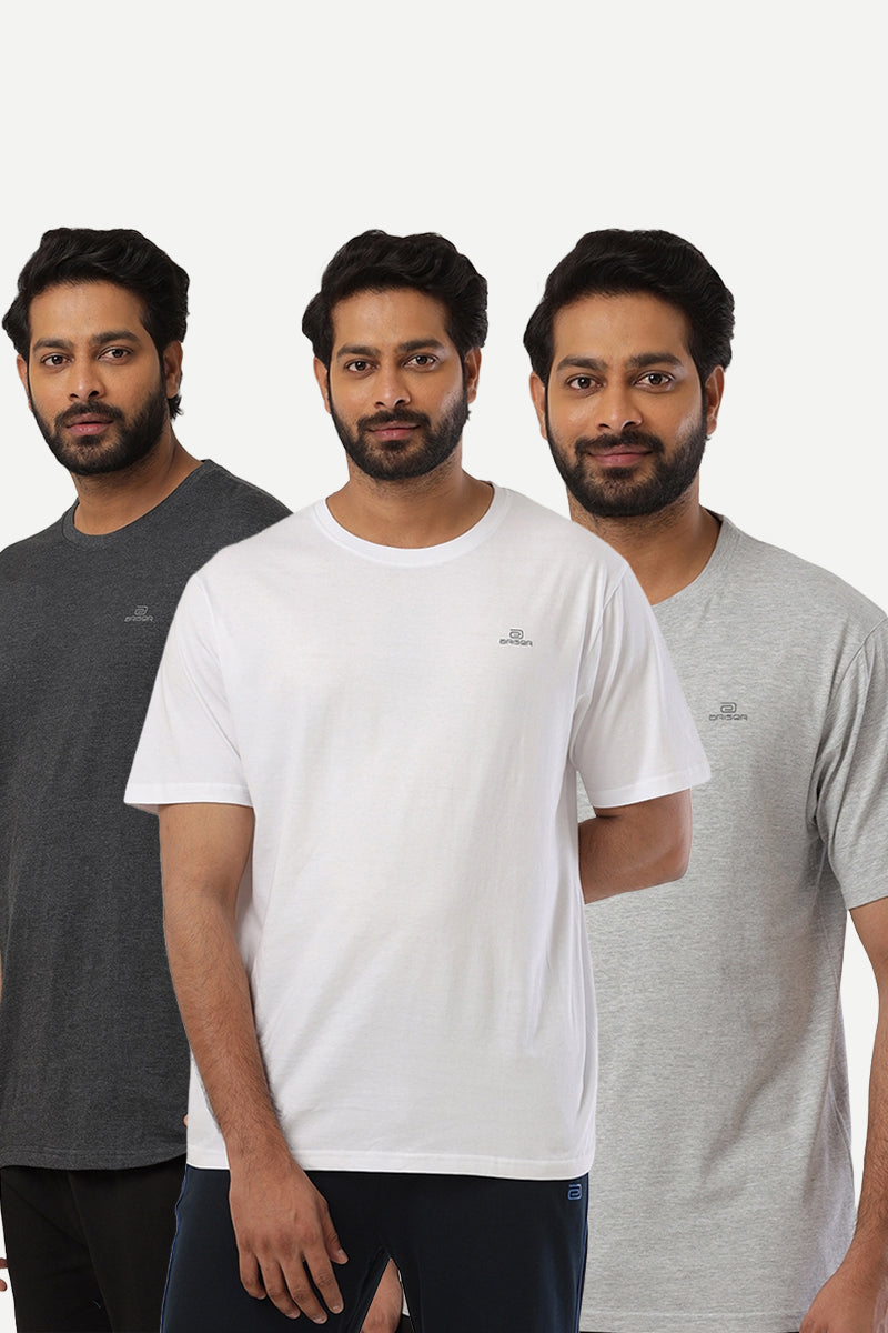 Round Neck -  Solid T-Shirt Pack Of 3 Combo For Men | Ariser