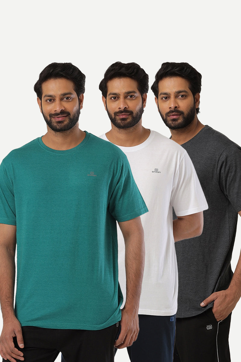 Round Neck -  Solid T-Shirt Pack Of 3 Combo For Men | Ariser