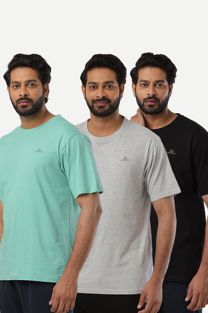 Round Neck - Solid T-Shirt Pack Of 3 Combo For Men | Ariser