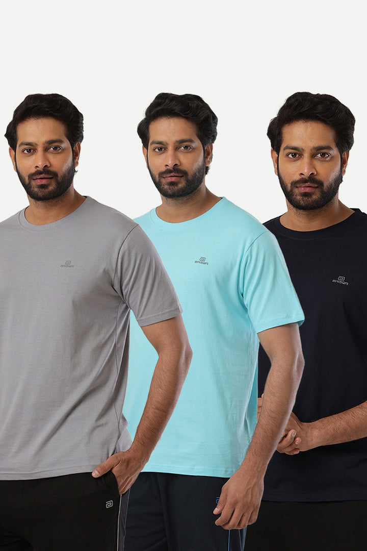 Round Neck - Solid T-Shirt Pack Of 3 Combo For Men | Ariser