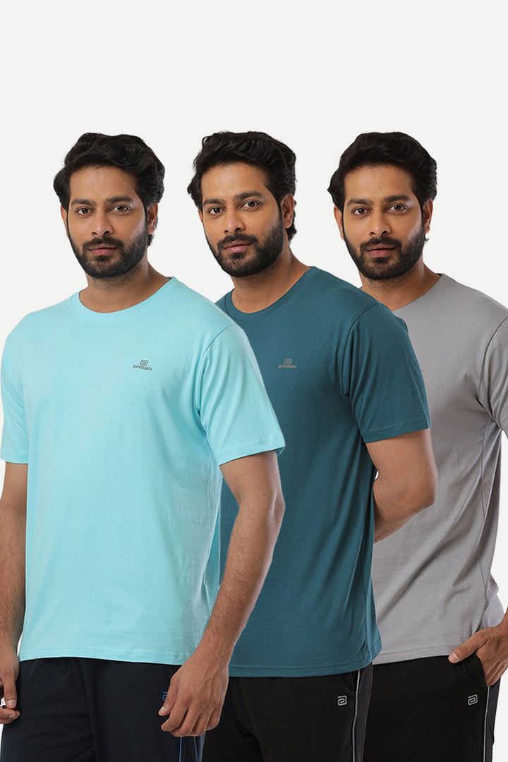 Round Neck - Solid T-Shirt Pack Of 3 Combo For Men | Ariser