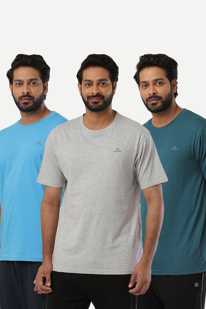 Round Neck - Solid T-Shirt Pack Of 3 Combo For Men | Ariser