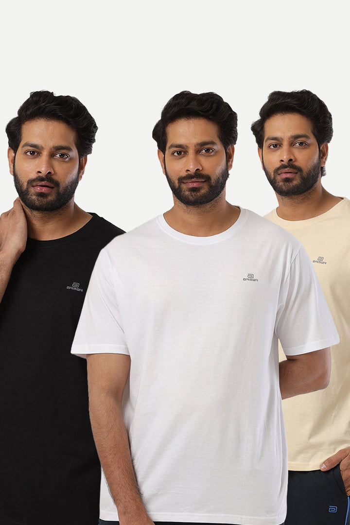 Round Neck -  Solid T-Shirt Pack Of 3 Combo For Men | Ariser
