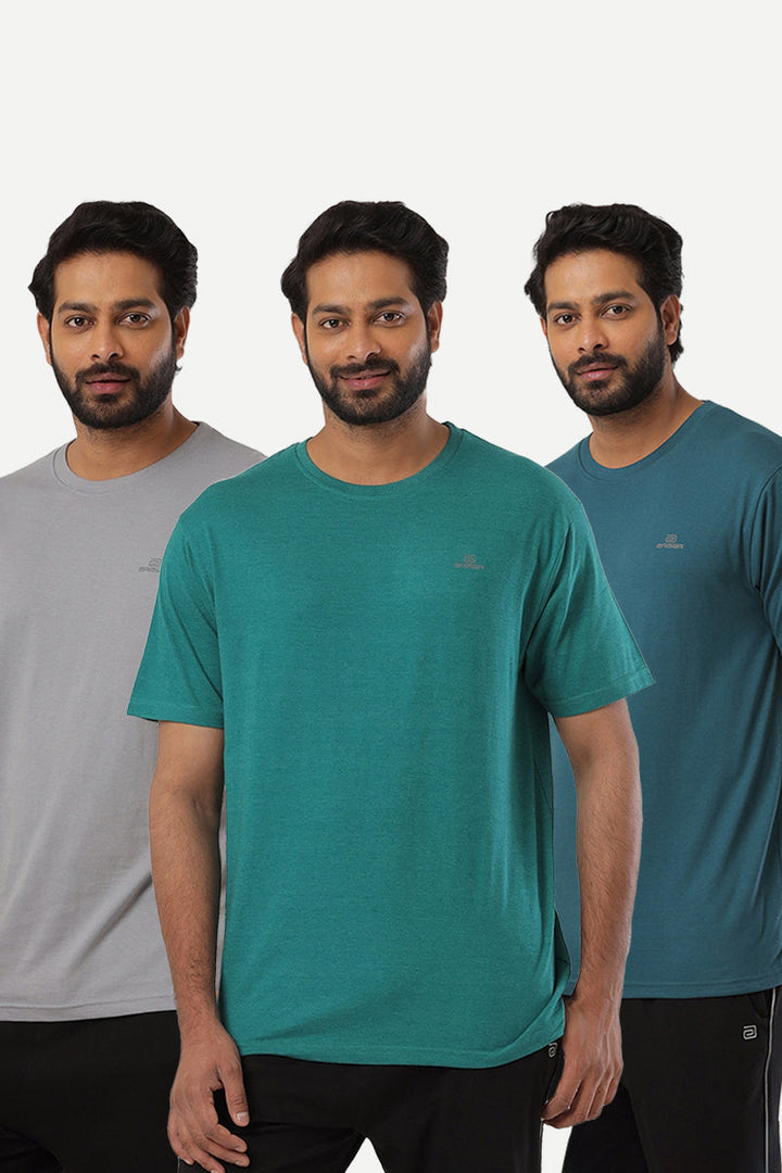 Round Neck - Solid T-Shirt Pack Of 3 Combo For Men | Ariser