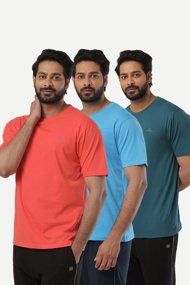 Round Neck -  Solid T-Shirt Pack Of 3 Combo For Men | Ariser