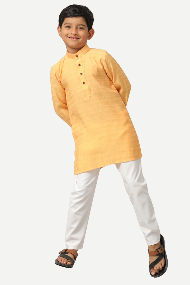 Shining Star - Light Orange  Kurta and Pyjama 2 in 1 Set For Kids | Uathayam