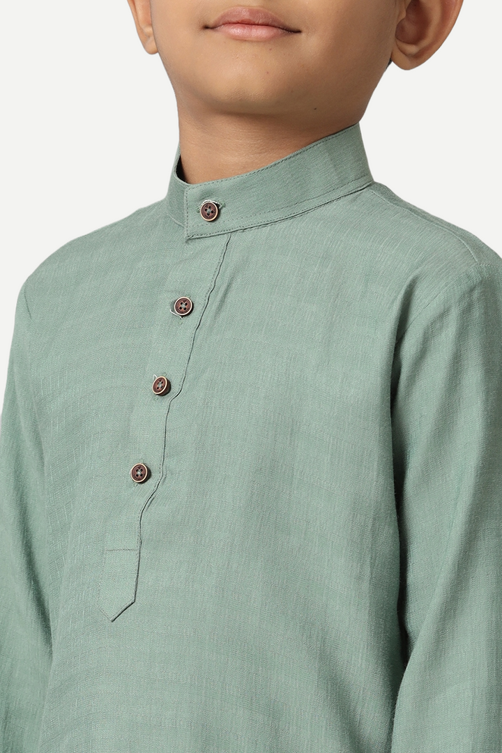 Shining Star -  Greyish Green Kurta and Pyjama 2 in 1 Set For Kids | Uathayam