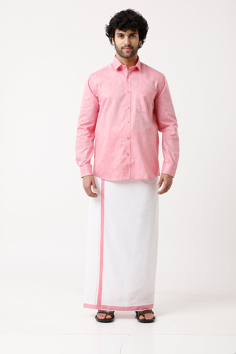 Varna Matching Dhoti & Shirt Set Full Sleeves Pink-11025