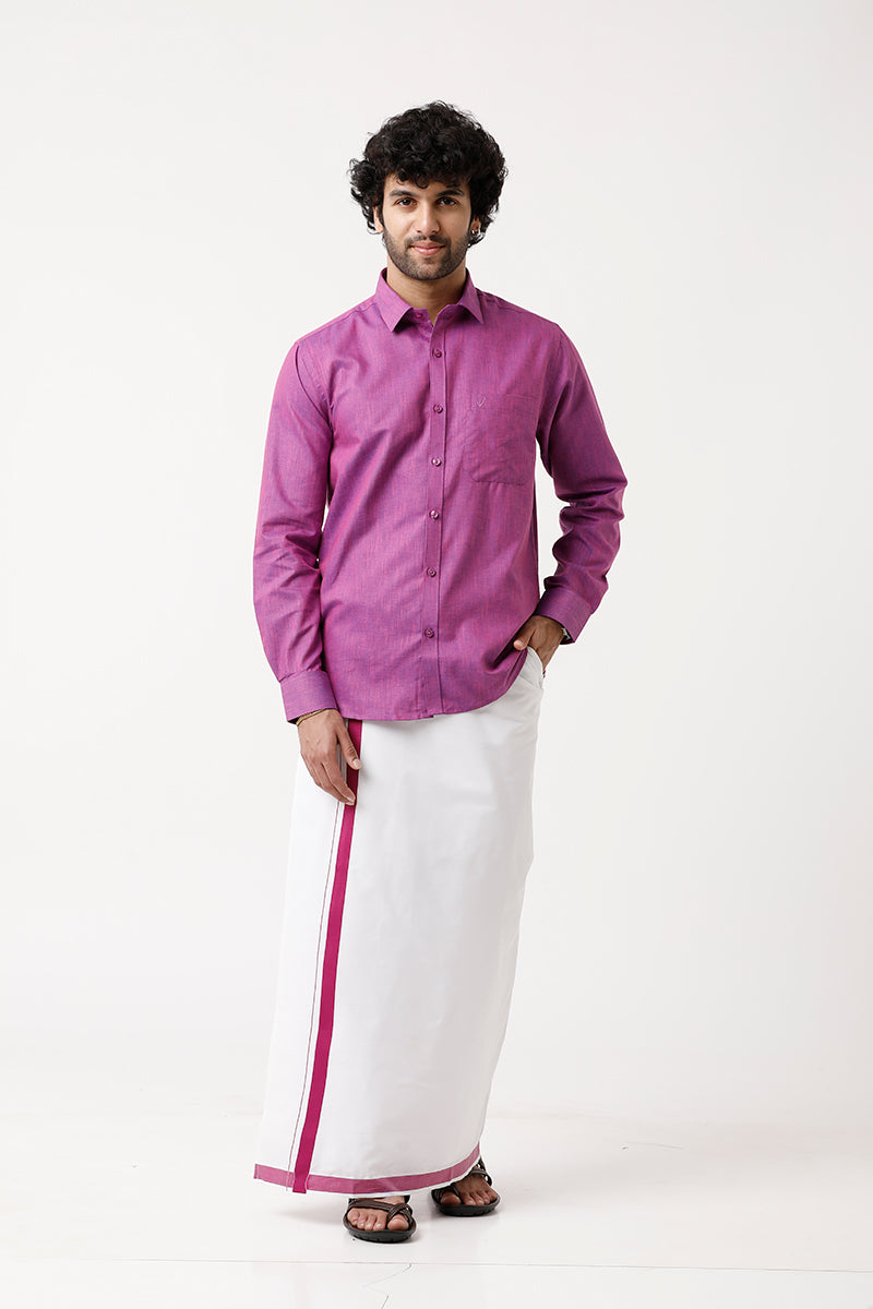 Varna Matching Dhoti & Shirt Set Full Sleeves Light Purple-11019