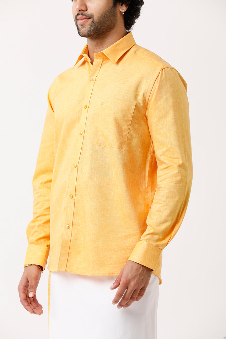 Varna Matching Dhoti & Shirt Set Full Sleeves Yellow -11029
