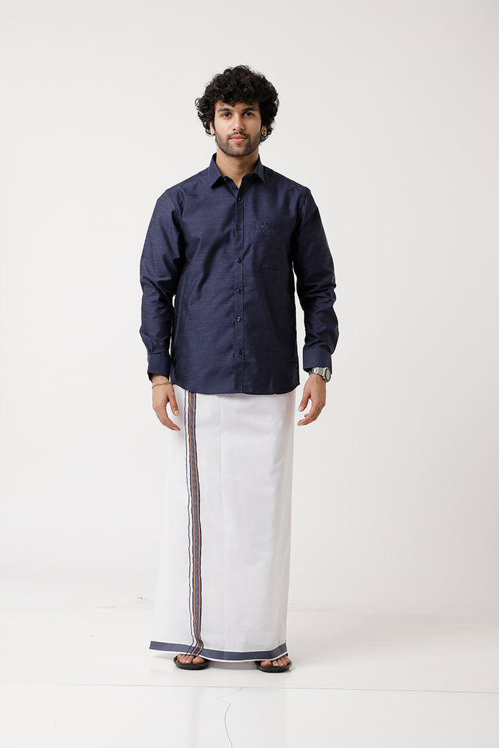 Berry Blue With Fancy Border Dhoti Matching Set  - DIV13913F
