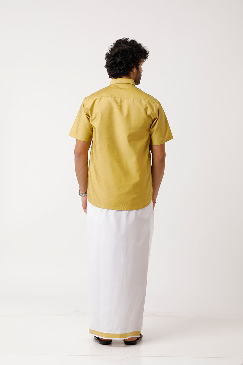 Yellow With Fancy Border Dhoti Matching Set  - DIV13909H