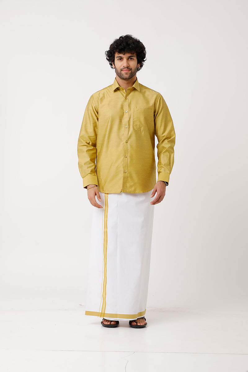 Yellow With Fancy Border Dhoti Matching Set  - DIV13909F