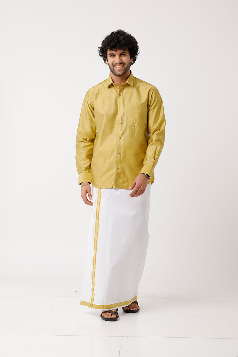 Yellow With Fancy Border Dhoti Matching Set  - DIV13909F