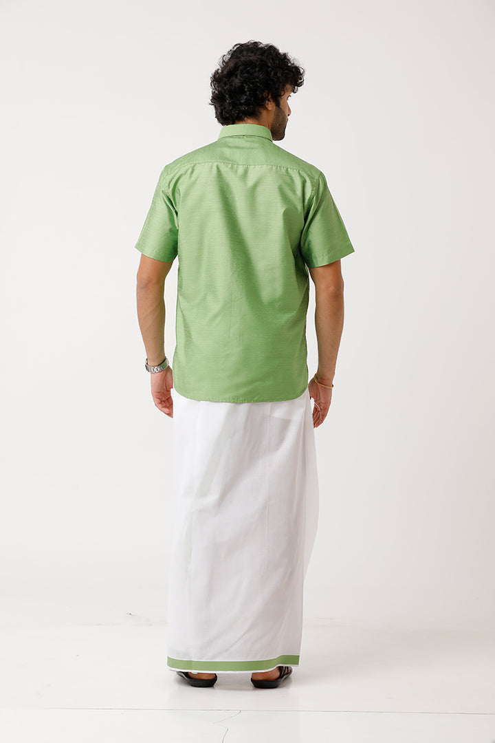 Lime green With Fancy Border Dhoti Matching Set  - DIV13904H