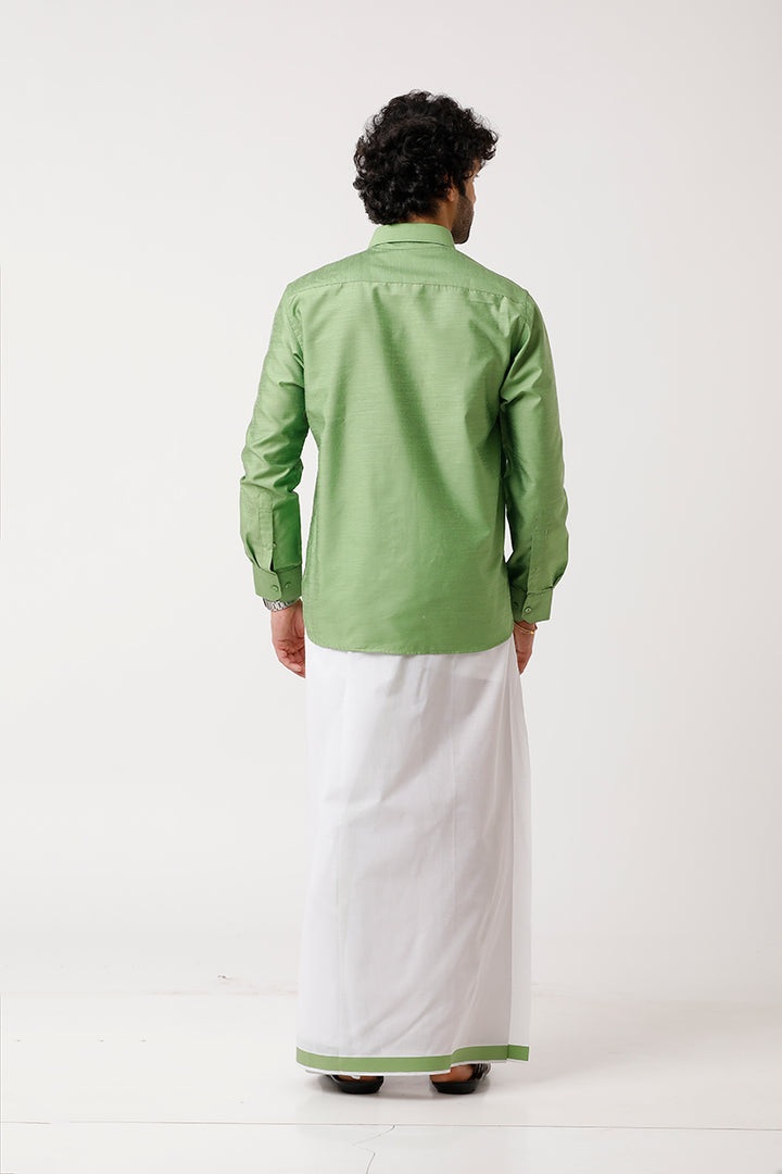 Lime green With Fancy Border Dhoti Matching Set  - DIV13904F