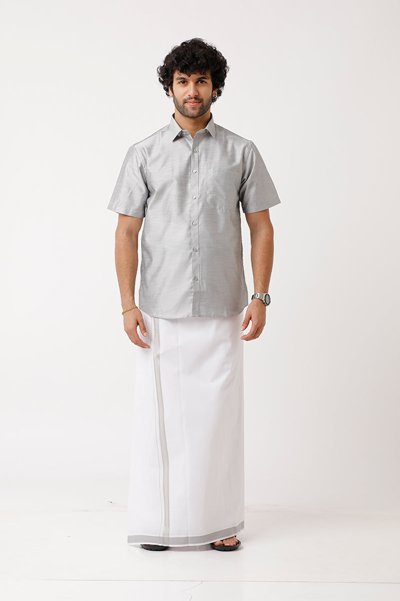 Art Silk Shirt Dhoti Set