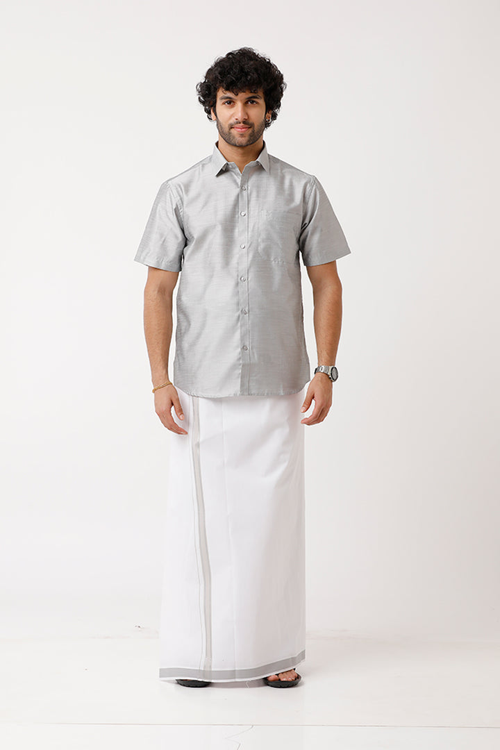Art Silk Shirt Dhoti Set