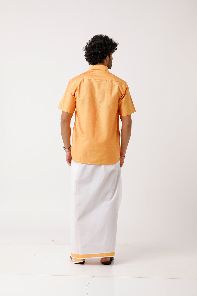 Golden Yellow With Fancy Border Dhoti Matching Set  - DIV13903H