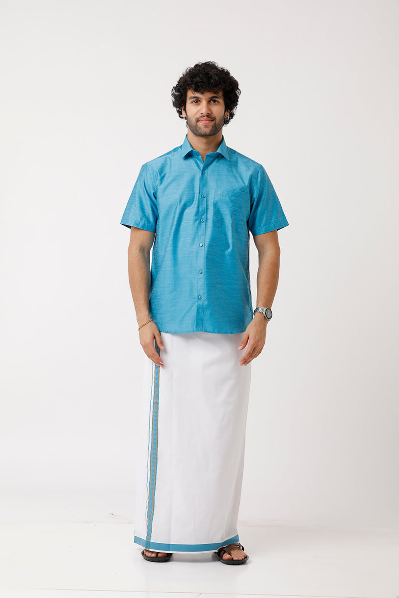 man wearing shirt and dhoti