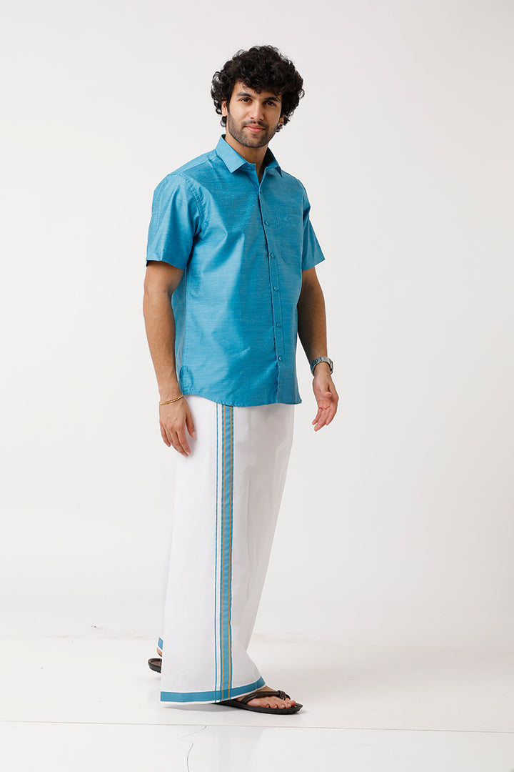 Rammer Green With Fancy Border Dhoti Matching Set  - DIV13902H
