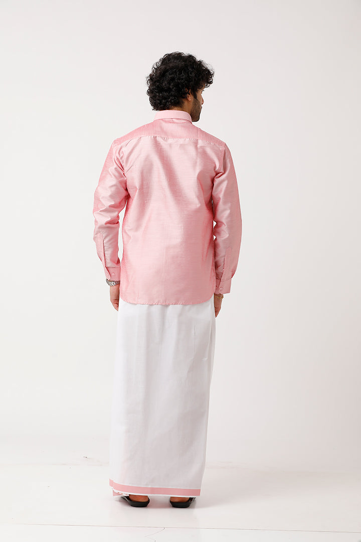 Pink With Fancy Border Dhoti Matching Set  - DIV13910F