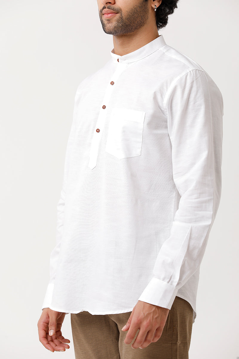 Culture White Short Kurta for Men Uathayam