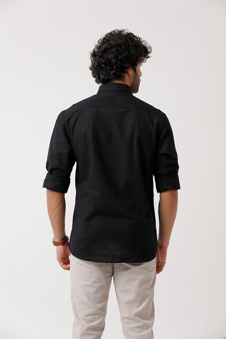 Ariser Jute Classic Black Cotton Blend Full Sleeve Solid Smart Fit Formal Shirt For Men