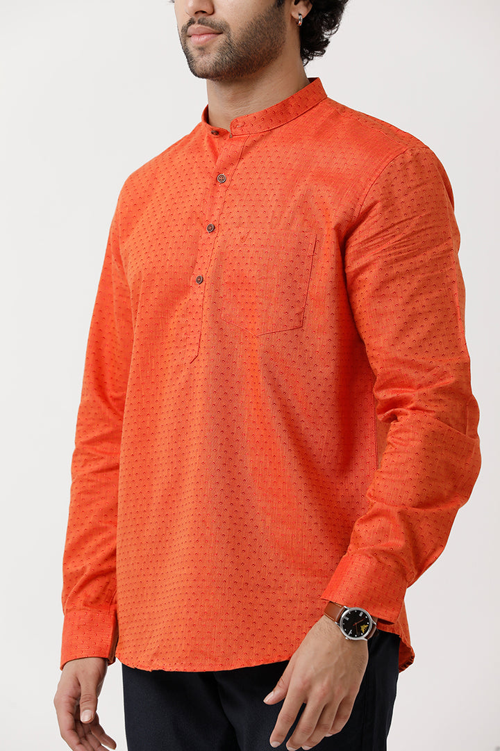 Uathayam Dark Orange-Moksha Kurta For Men