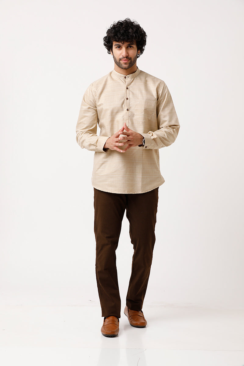 Urban - Beige Short Kurta for Men | Uathayam