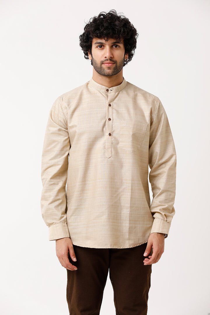 Urban - Beige Short Kurta for Men | Uathayam