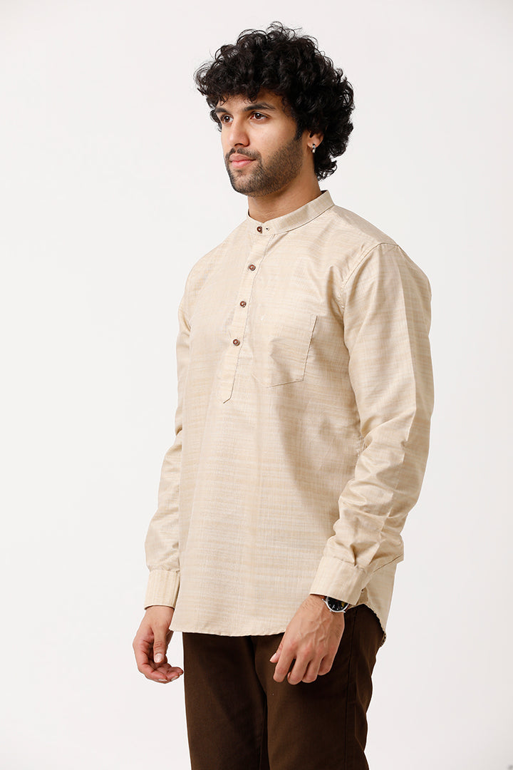 Urban - Beige Short Kurta for Men | Uathayam