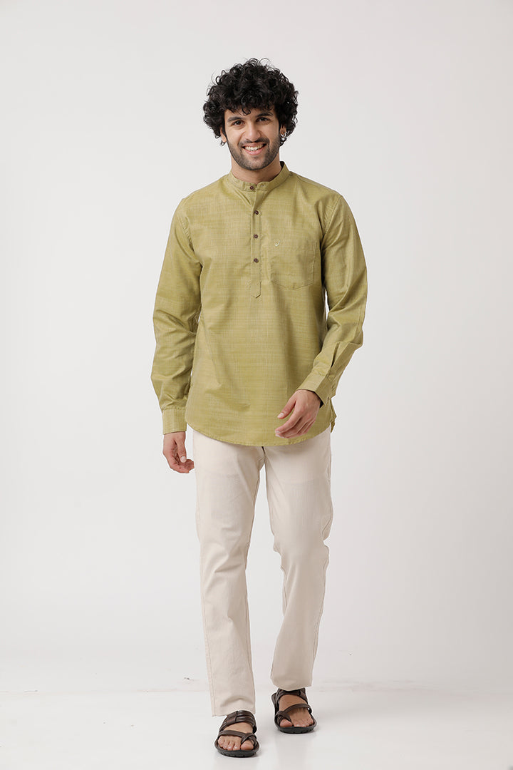 Urban - Light Green Short Kurta for Men | Uathayam