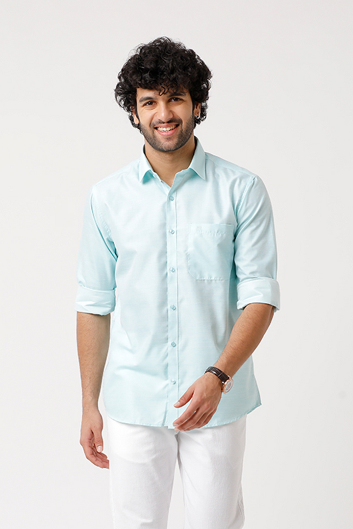 Tuscany - Teal Green Formal Shirts for Men | Ariser