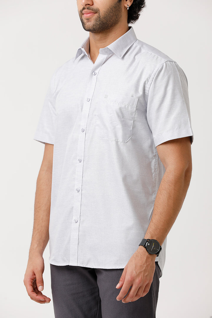 ARISER Tuscany Salt Blue Cotton Rich Solid Formal Half Sleeve Slim Fit Shirt for Men (Pack of 1)