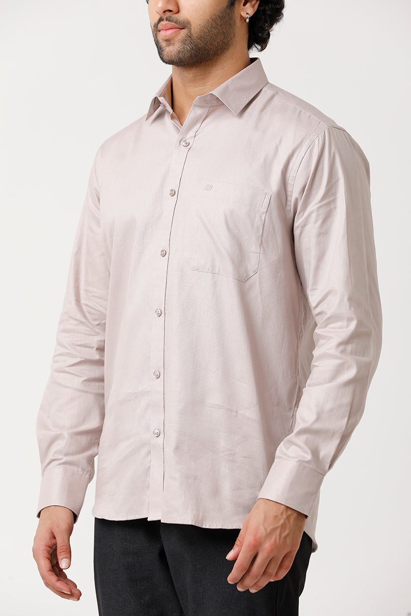 Ariser Aston Salt Beige Color Cotton Solid Smart Fit Formal Shirt For Men