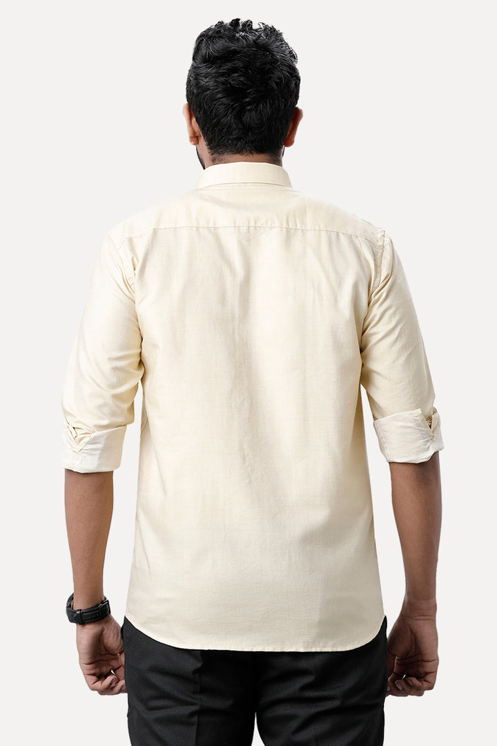 ARISER Hampton Light Tan Color Cotton Rich Full Sleeve Solid Slim Fit Formal Shirt for Men