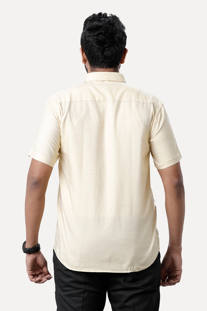 ARISER Hampton Light Tan Color Cotton Rich Half Sleeve Solid Slim Fit Formal Shirt for Men