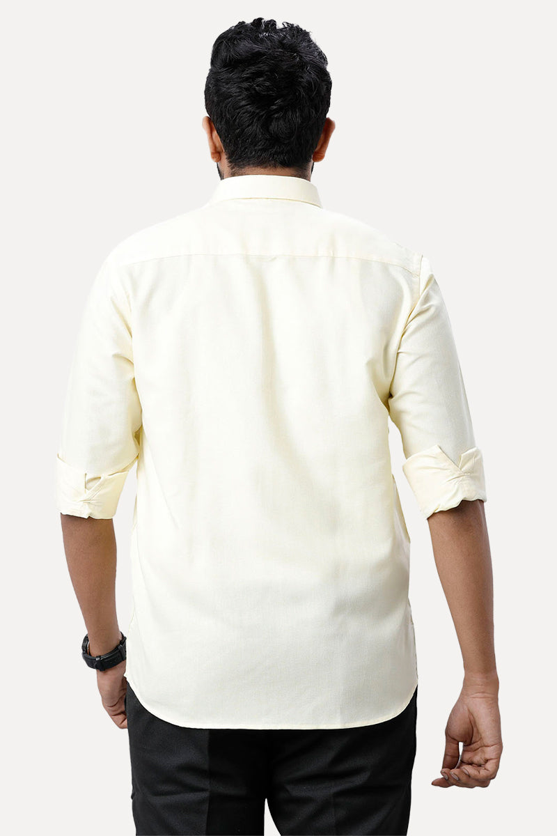 ARISER Hampton Light Sandal Color Cotton Rich Full Sleeve Solid Slim Fit Formal Shirt for Men